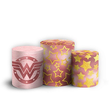 Capas Trio Cilindro Sublimado Vest Facil - Mulher Maravilha