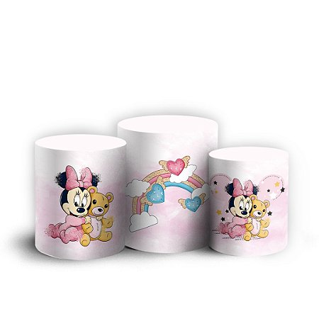 Capas Trio Cilindro Sublimado Vest Facil - Minnie Baby