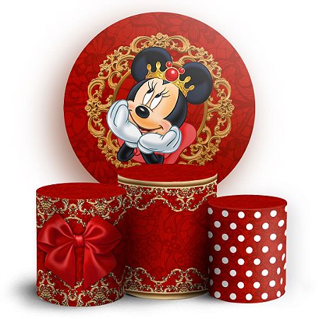 Capas Painel Redondo e Trio Cilindro Sublimado - Minnie