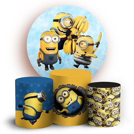 Capas Painel Redondo e Trio Cilindro Sublimado - Minions