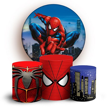 Capas Painel Redondo e Trio Cilindro Sublimado - Homem Aranha