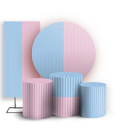 Capas Painel Redondo Trio Cilindro e Faixa Lateral Sublimado - Bohos Mesclado