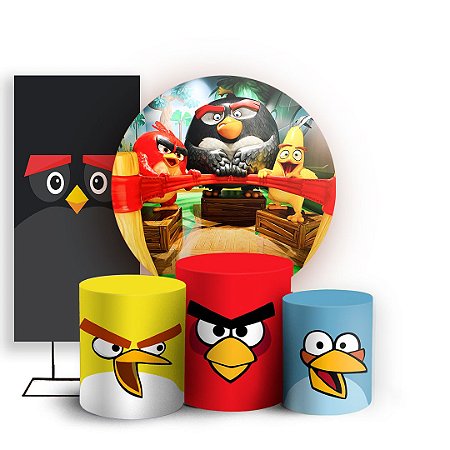 Capas Painel Redondo Trio Cilindro e Faixa Lateral Sublimado - Angry Birds