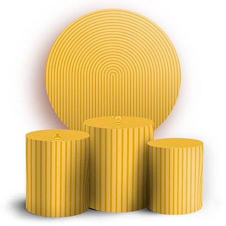 Capas Painel Redondo e Trio Cilindro Sublimado - Bohos Amarelo