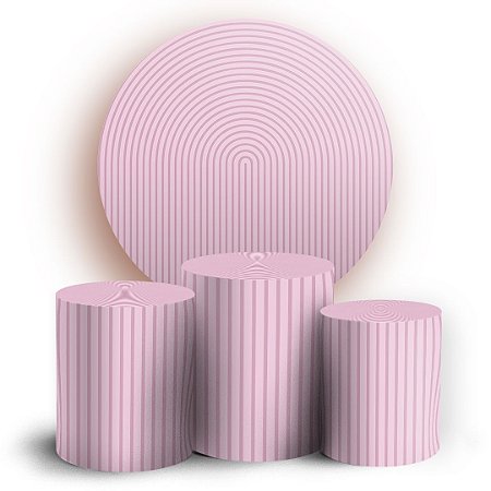 Capas Painel Redondo e Trio Cilindro Sublimado - Bohos Rosa