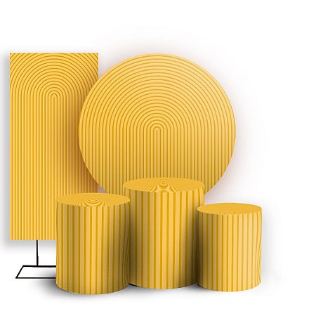 Capas Painel Redondo Trio Cilindro e Faixa Lateral Sublimado - Bohos Amarelo