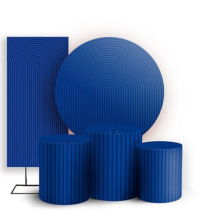 Capas Painel Redondo Trio Cilindro e Faixa Lateral Sublimado - Bohos Azul