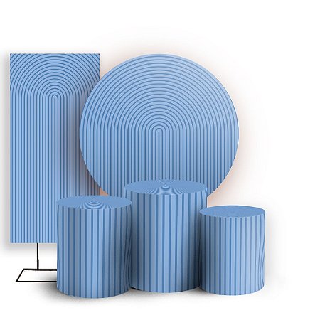 Capas Painel Redondo Trio Cilindro e Faixa Lateral Sublimado - Bohos Azul