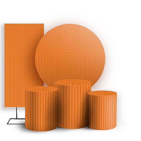 Capas Painel Redondo Trio Cilindro e Faixa Lateral Sublimado - Bohos Laranja