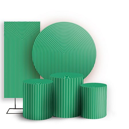 Capas Painel Redondo Trio Cilindro e Faixa Lateral Sublimado - Bohos Verde
