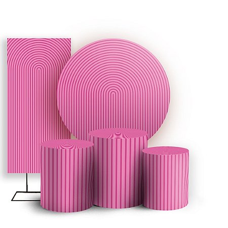 Capas Painel Redondo Trio Cilindro e Faixa Lateral Sublimado - Bohos Rosa