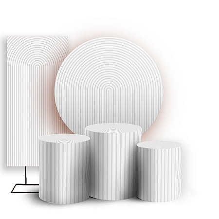 Capas Painel Redondo Trio Cilindro e Faixa Lateral Sublimado - Bohos Branco