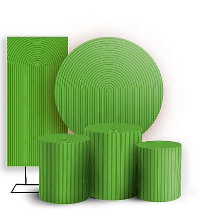 Capas Painel Redondo Trio Cilindro e Faixa Lateral Sublimado - Bohos Verde