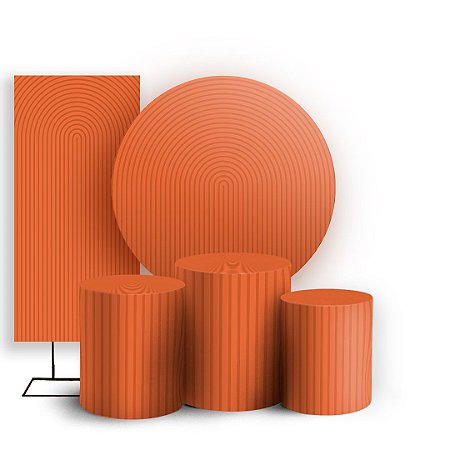 Capas Painel Redondo Trio Cilindro e Faixa Lateral Sublimado - Bohos Laranja