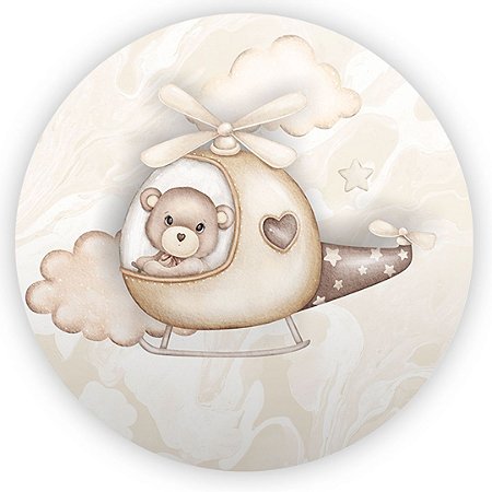 Capa Painel Redondo Sublimado - Ursinho Baloeiro Marrom