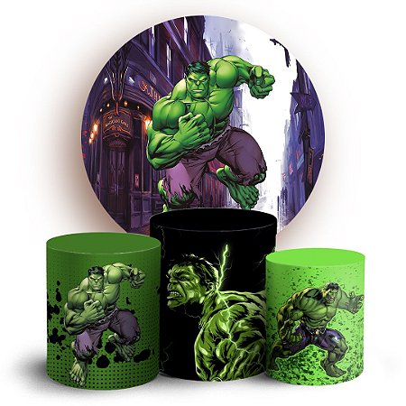 Capas Painel Redondo e Trio Cilindro Sublimado -  Hulk