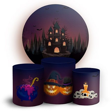 Capas Painel Redondo e Trio Cilindro Sublimado - Halloween
