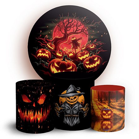 Capas Painel Redondo e Trio Cilindro Sublimado - Halloween