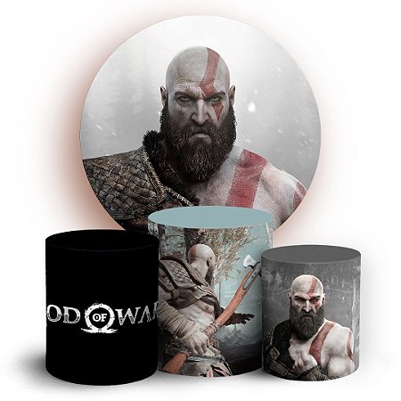 Capas Painel Redondo e Trio Cilindro Sublimado - God Of War
