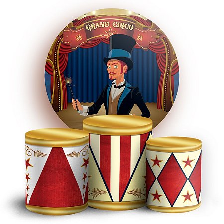 Capas Painel Redondo e Trio Cilindro Sublimado - Circo