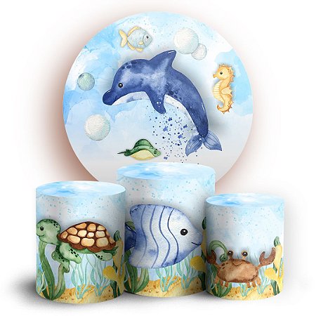 KIT Redondo e Trio - Fundo do Mar - Sublimado 3D