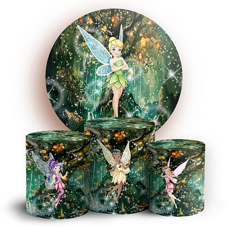 Capas Painel Redondo e Trio Cilindro Sublimado - Tinkerbell Sininho