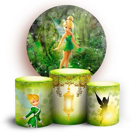 Capas Painel Redondo e Trio Cilindro Sublimado - Tinkerbell Sininho