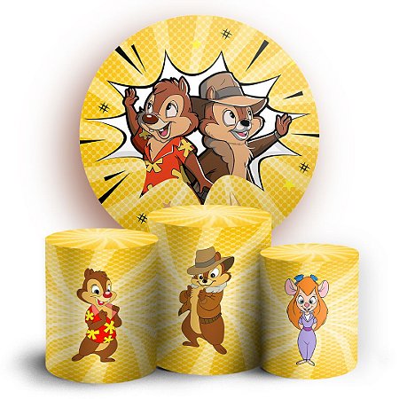 Capas Painel Redondo e Trio Cilindro Sublimado - Tico e Teco