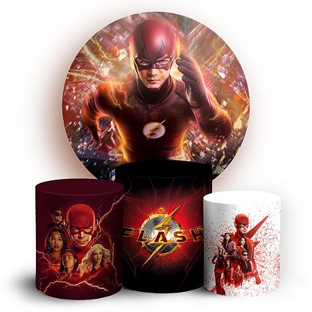 Capas Painel Redondo e Trio Cilindro Sublimado - The Flash