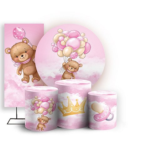 Capas Painel Redondo Trio Cilindro e Faixa Lateral Sublimado - Urso Baloeiro