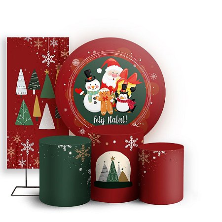 Capas Painel Redondo Trio Cilindro e Faixa Lateral Sublimado - Natal