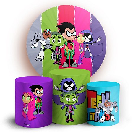 Capas Painel Redondo e Trio Cilindro Sublimado - Teen Titans