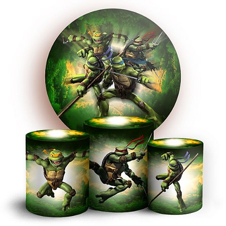 Capas Painel Redondo e Trio Cilindro Sublimado - Tartarugas Ninja