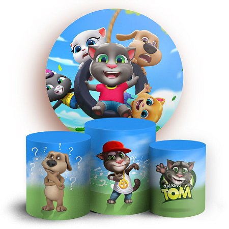 Capas Painel Redondo e Trio Cilindro Sublimado - Talking Tom