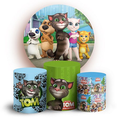 Capas Painel Redondo e Trio Cilindro Sublimado - Talking Tom