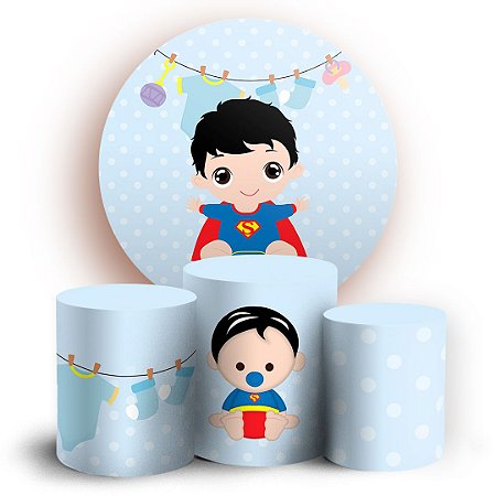 Capas Painel Redondo e Trio Cilindro Sublimado - Superman Baby