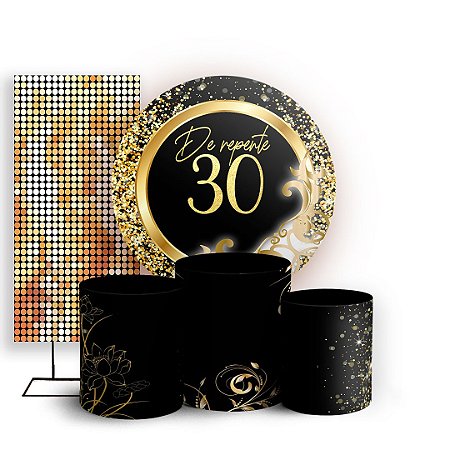 Capas Painel Redondo Trio Cilindro e Faixa Lateral Sublimado - De Repente 30