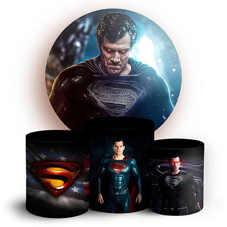 Capas Painel Redondo e Trio Cilindro Sublimado - Super Homem
