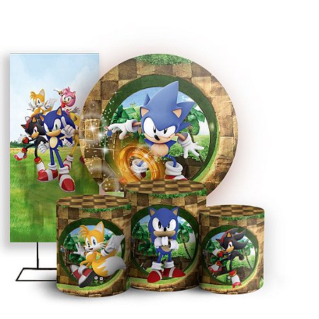 Capas Painel Redondo Trio Cilindro e Faixa Lateral Sublimado - Sonic