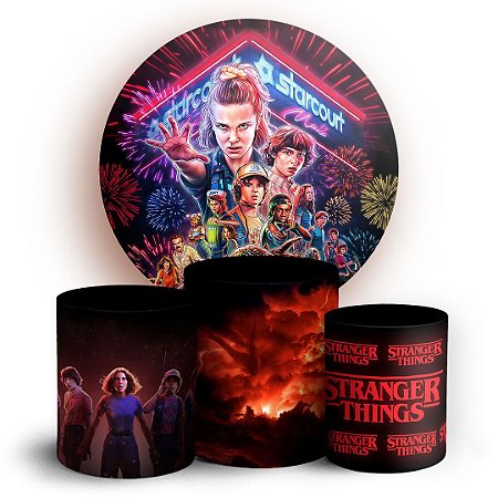 Capas Painel Redondo e Trio Cilindro Sublimado - Stranger Things