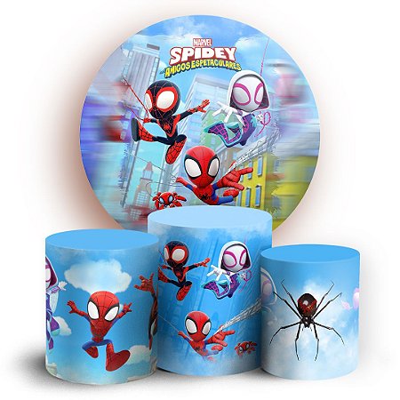 Capas Painel Redondo e Trio Cilindro Sublimado - Spidey e seus Amigos