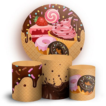 Capas Painel Redondo e Trio Cilindro Sublimado - Sorveteria