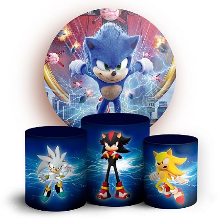 Capas Painel Redondo e Trio Cilindro Sublimado - Sonic
