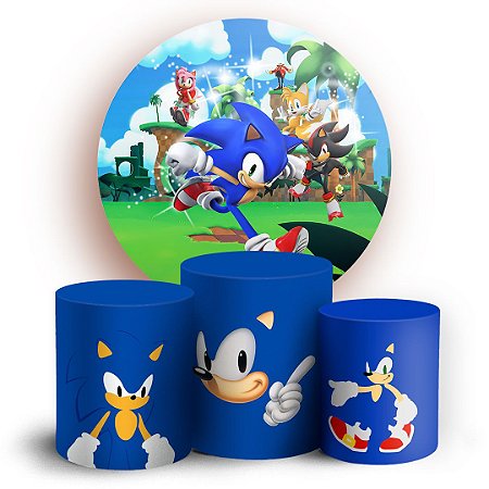 Capas Painel Redondo e Trio Cilindro Sublimado - Sonic