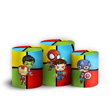 Capas Trio Cilindro Sublimado Vest Facil - Super Heróis