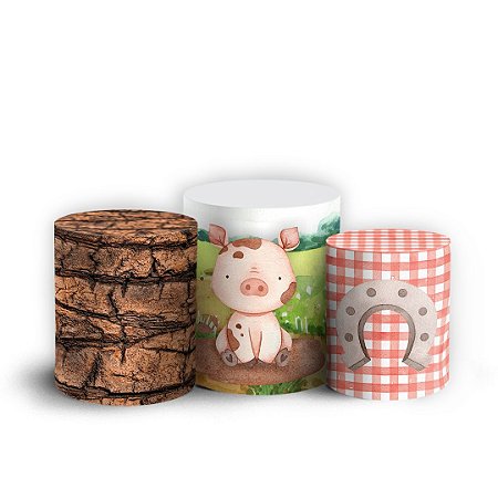 Capas Trio Cilindro Sublimado Vest Facil - Fazendinha Aquarela