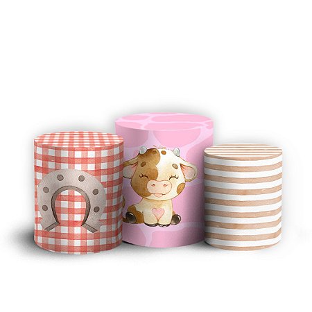 Capas Trio Cilindro Sublimado Vest Facil - Fazendinha Aquarela