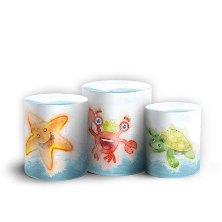 Capas Trio Cilindro Sublimado Vest Facil - Mundo Bita Aquarela