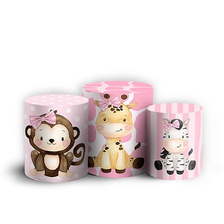 Capas Trio Cilindro Sublimado Vest Facil - Safari Rosa