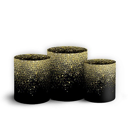 Capas Trio Cilindro Sublimado Vest Facil - Glitter Preto Dourado